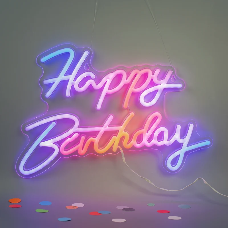 Neon Schild - Happy Birthday 42 x 28 cm