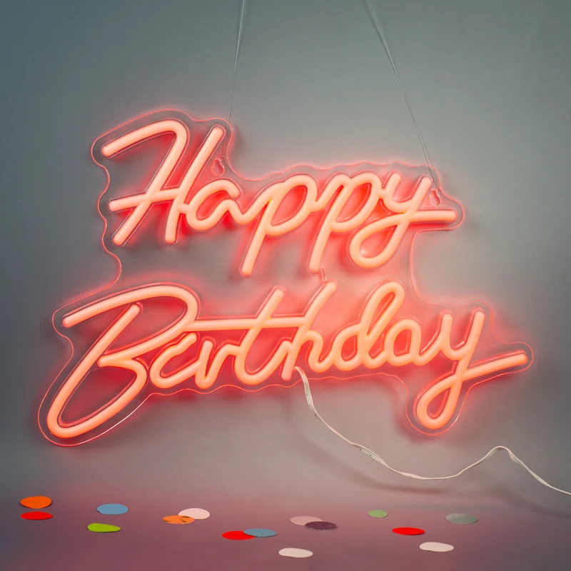 Neon Schild - Happy Birthday 42 x 28 cm
