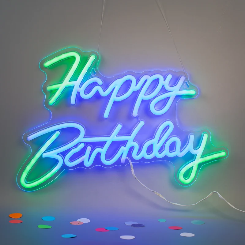 Neon Schild - Happy Birthday 42 x 28 cm