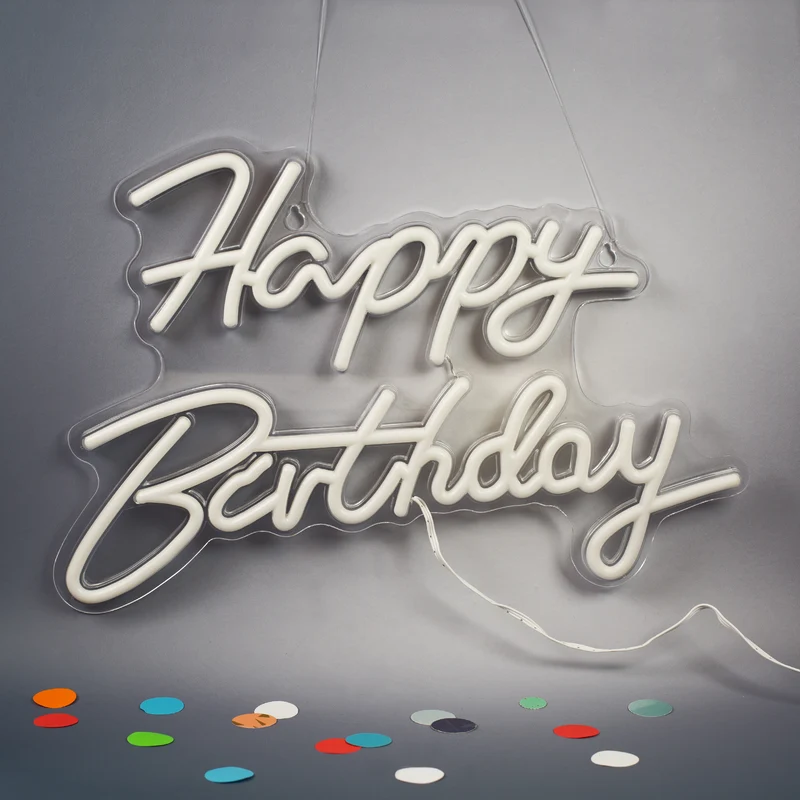 Neon Schild - Happy Birthday 42 x 28 cm