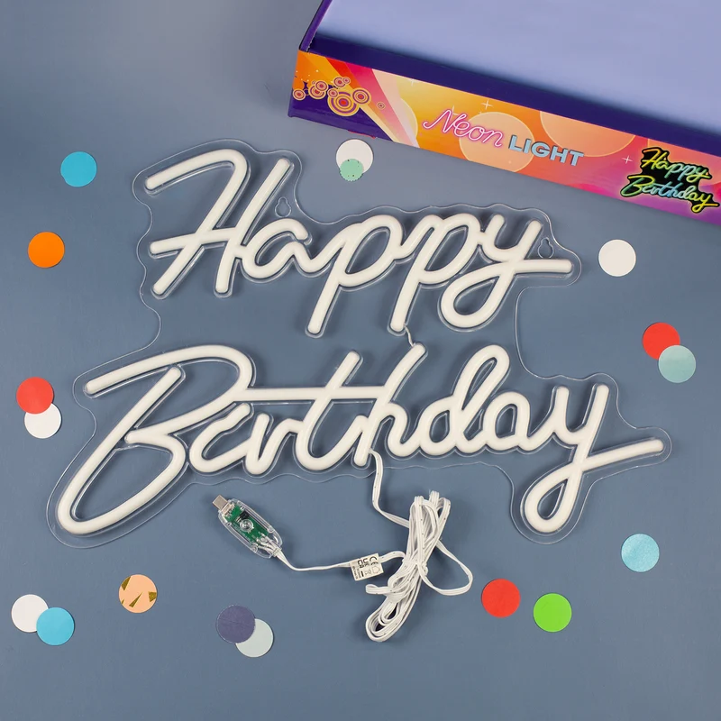 Neon Schild - Happy Birthday 42 x 28 cm