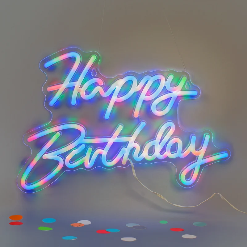 Neon Schild - Happy Birthday 42 x 28 cm