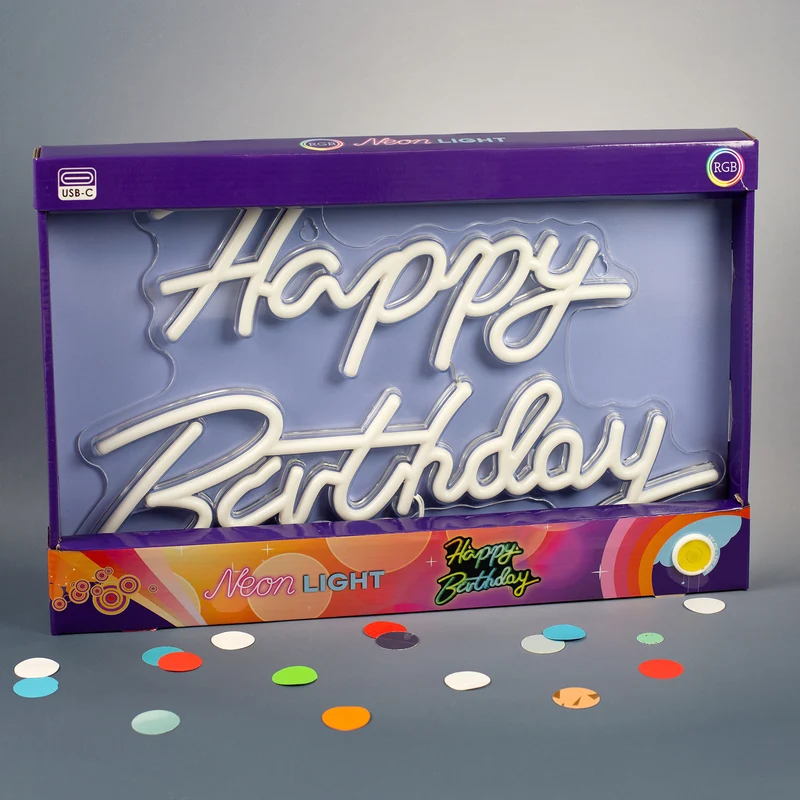 Neon Schild - Happy Birthday 42 x 28 cm