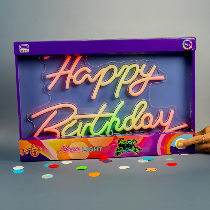 Neon Schild - Happy Birthday 42 x 28 cm