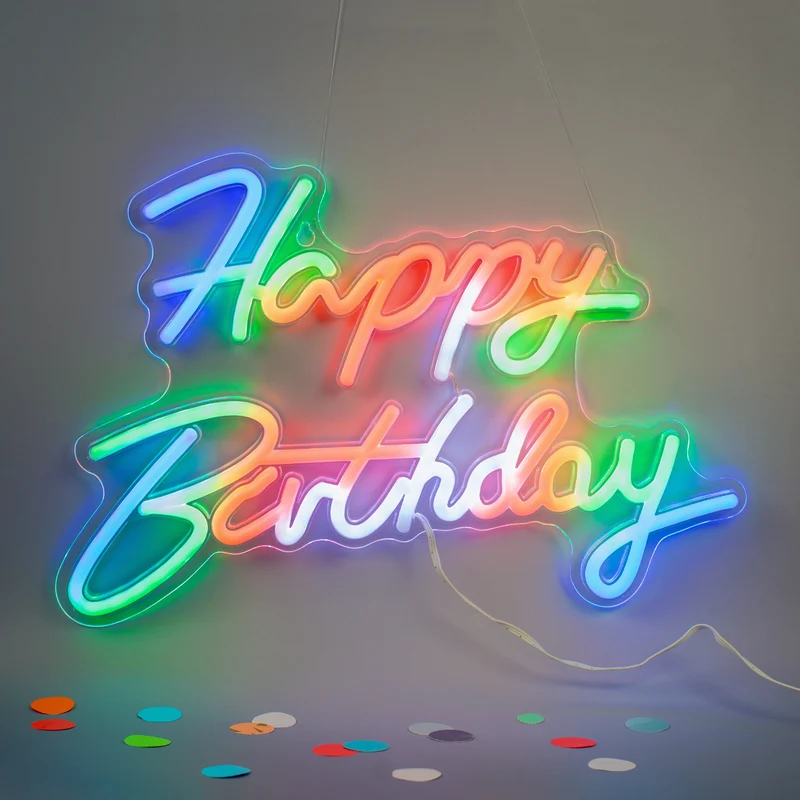 Neon Schild - Happy Birthday 42 x 28 cm