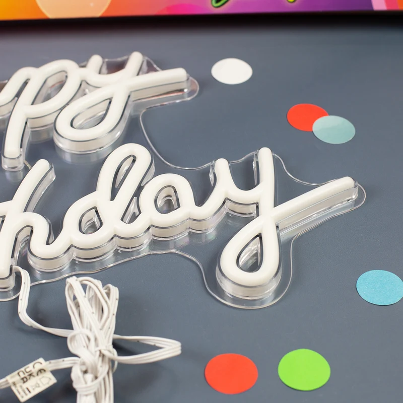Neon Schild - Happy Birthday 42 x 28 cm