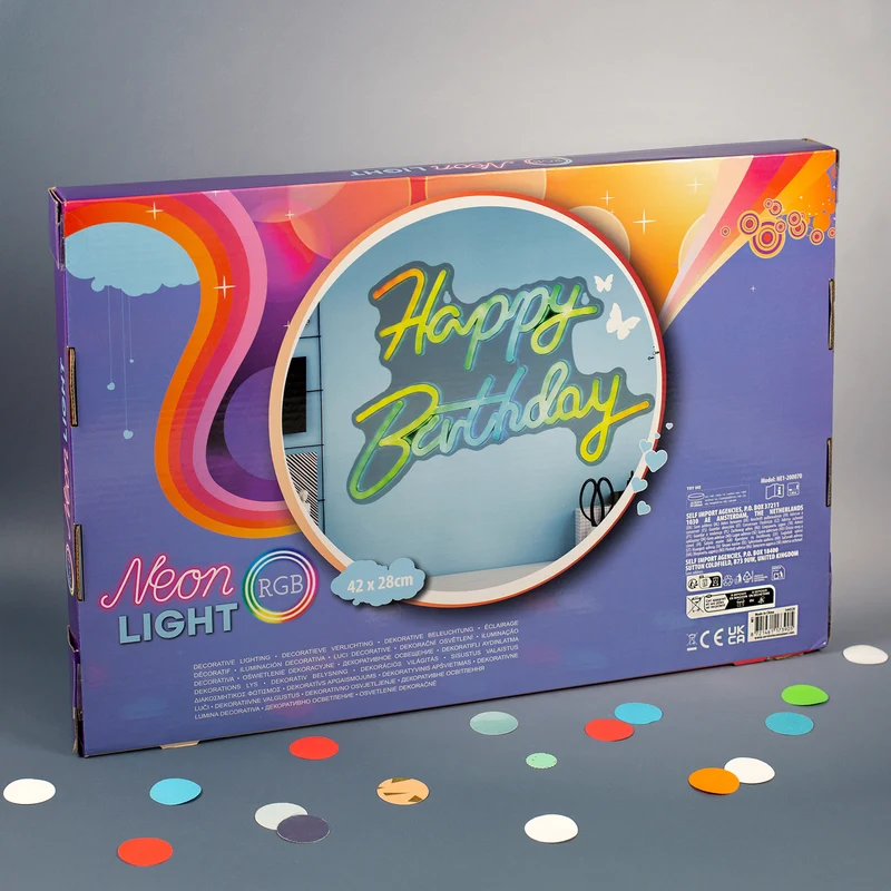 Neon Schild - Happy Birthday 42 x 28 cm