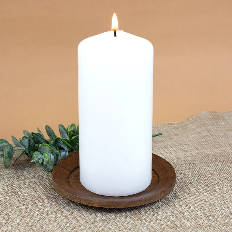 Kerzenteller aus Akazienholz braun 12 cm | Holz Teller für Stumpenkerzen, Tischdeko & Wohn Deko