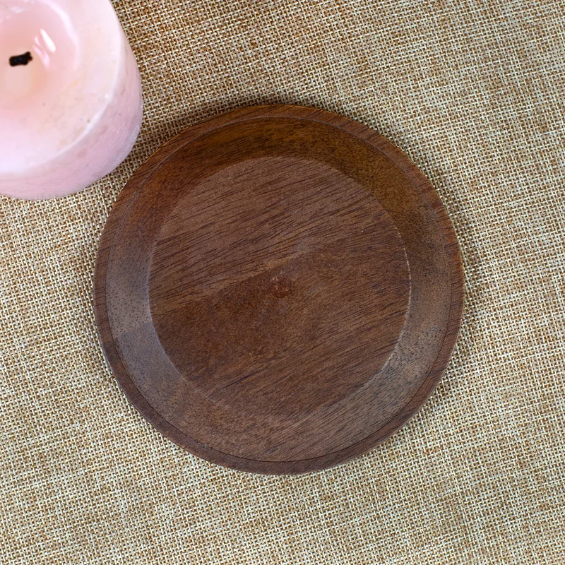 Kerzenteller aus Akazienholz braun 12 cm | Holz Teller für Stumpenkerzen, Tischdeko & Wohn Deko