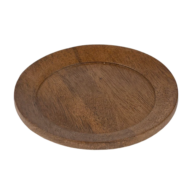 Kerzenteller aus Akazienholz braun 12 cm | Holz Teller für Stumpenkerzen, Tischdeko & Wohn Deko