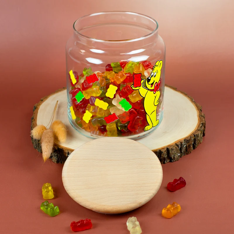 HARIBO Vorratsglas mit Goldbär & Holzdeckel | Gummibärchen Dose 1,1 L von Ritzenhoff & Breker