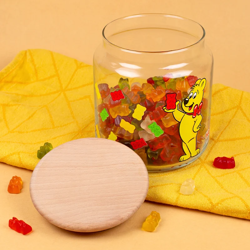 HARIBO Vorratsglas mit Goldbär & Holzdeckel | Gummibärchen Dose 1,1 L von Ritzenhoff & Breker
