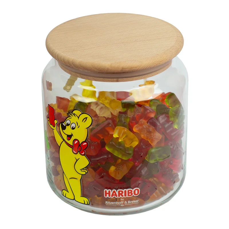 HARIBO Vorratsglas mit Goldbär & Holzdeckel | Gummibärchen Dose 1,1 L von Ritzenhoff & Breker