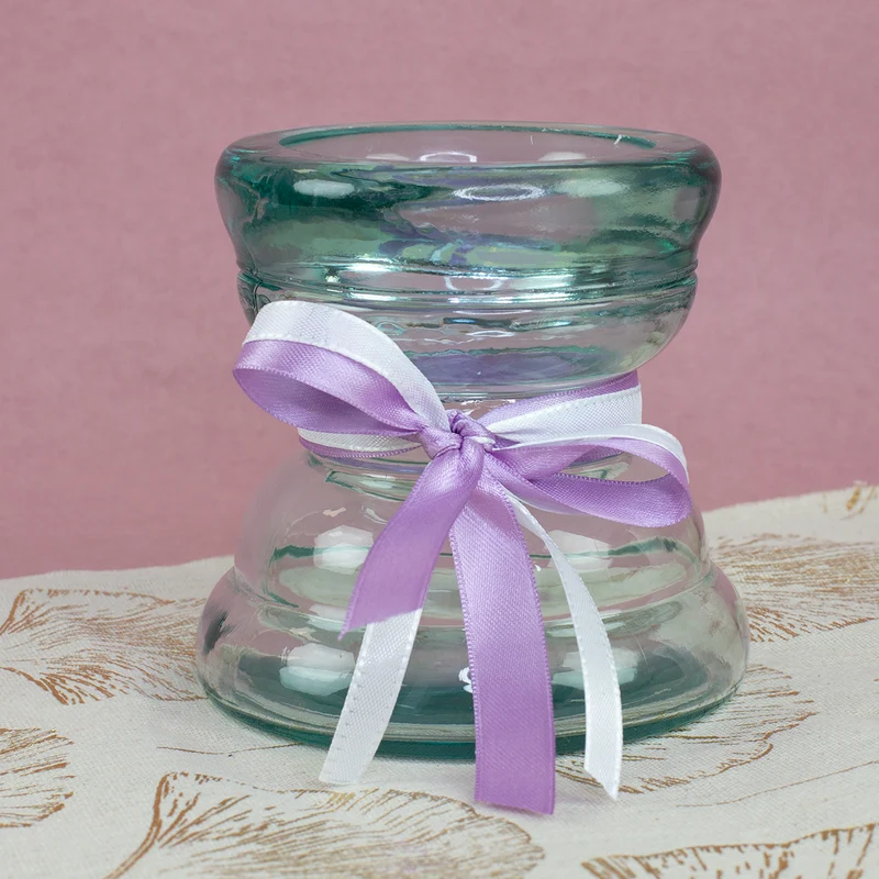 Kerzenhalter aus Glas handgearbeitet | Kerzenständer aus 100% recyceltem Glas für Stumpenkerzen