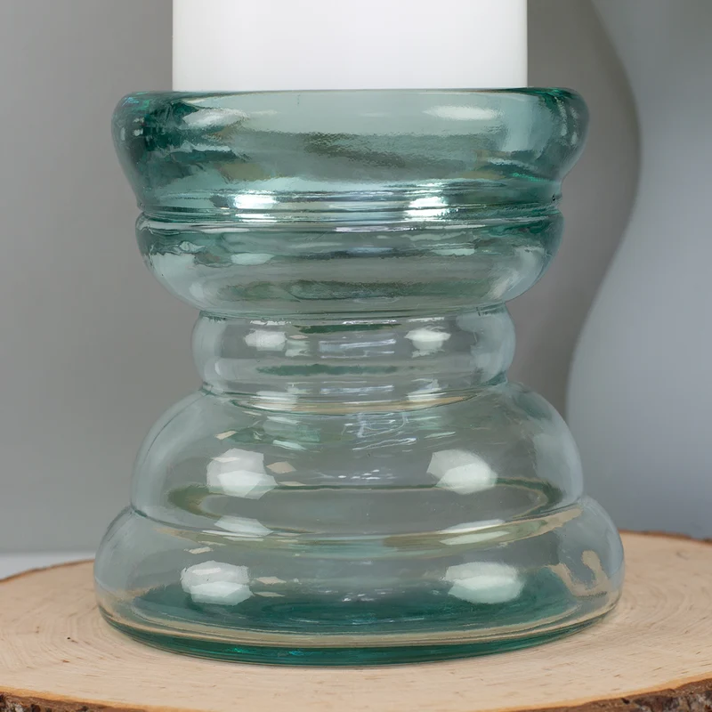 Kerzenhalter aus Glas handgearbeitet | Kerzenständer aus 100% recyceltem Glas für Stumpenkerzen