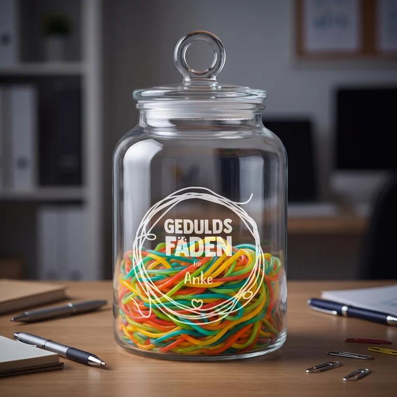 Vorratsglas 'Geduldsfaden' mit Name graviert | Geschenk für Lehrer, Erzieher & Menschen mit Geduld