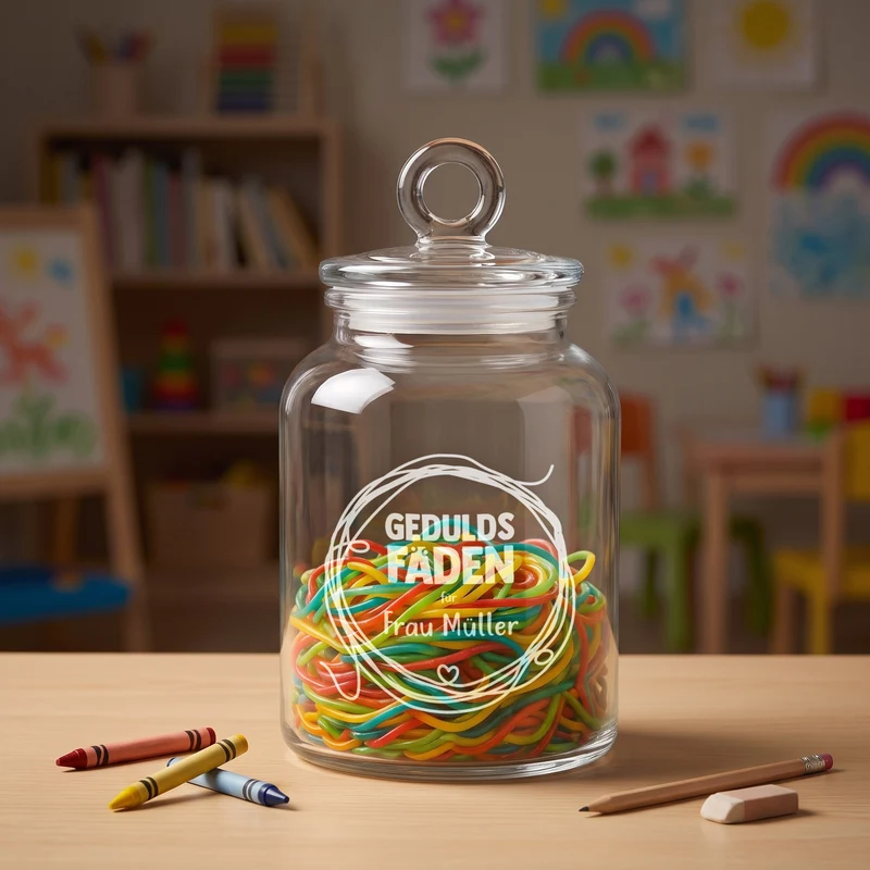 Vorratsglas 'Geduldsfaden' mit Name graviert | Geschenk für Lehrer, Erzieher & Menschen mit Geduld