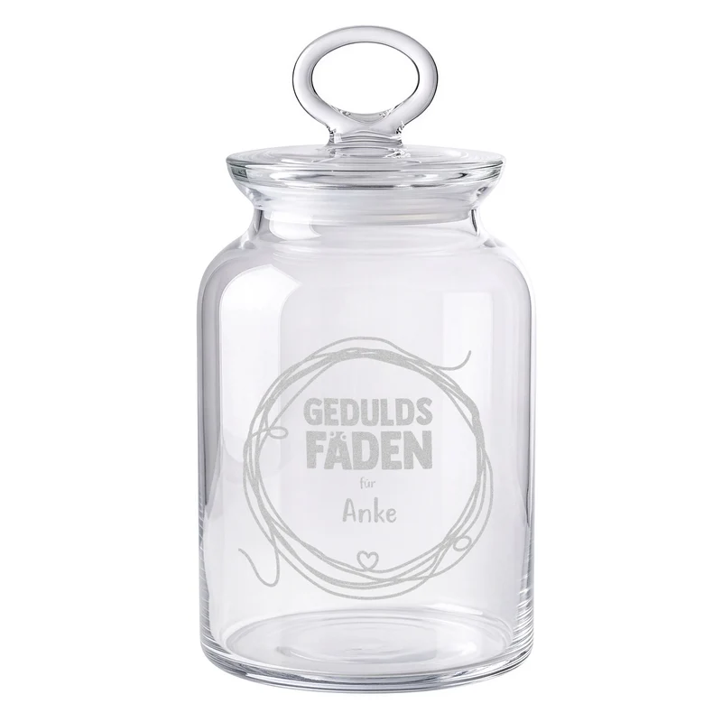 Vorratsglas 'Geduldsfaden' mit Name graviert | Geschenk für Lehrer, Erzieher & Menschen mit Geduld