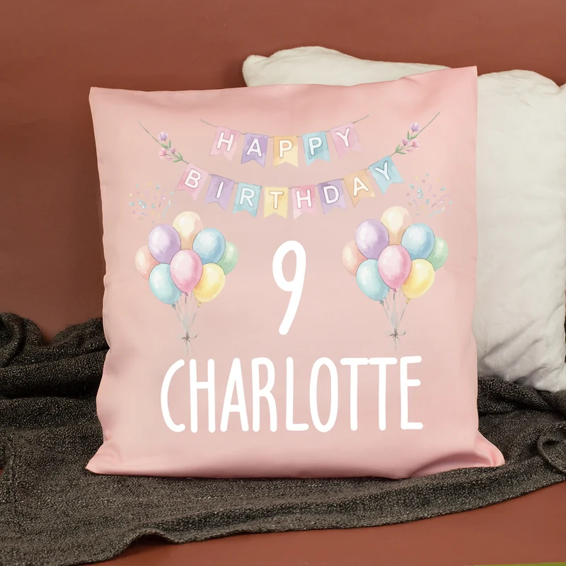 Kissen mit Ballon Motiv personalisiert für Kinder | Geschenk zum Geburtstag für Jungen & Mädchen