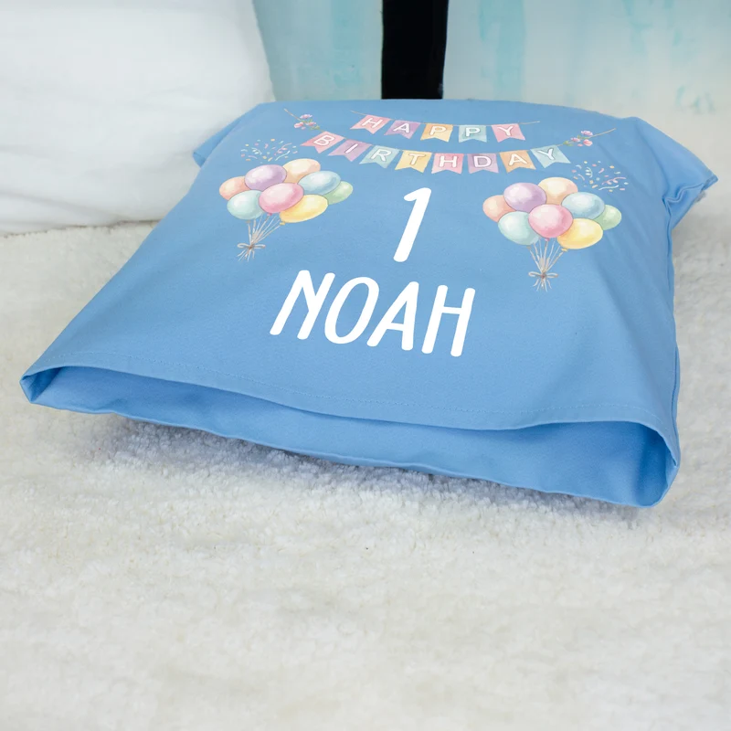 Kissen mit Ballon Motiv personalisiert für Kinder | Geschenk zum Geburtstag für Jungen & Mädchen