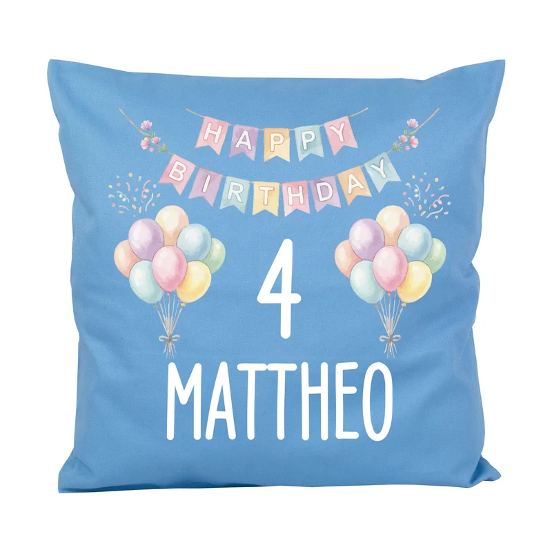Kissen mit Ballon Motiv personalisiert für Kinder | Geschenk zum Geburtstag für Jungen & Mädchen