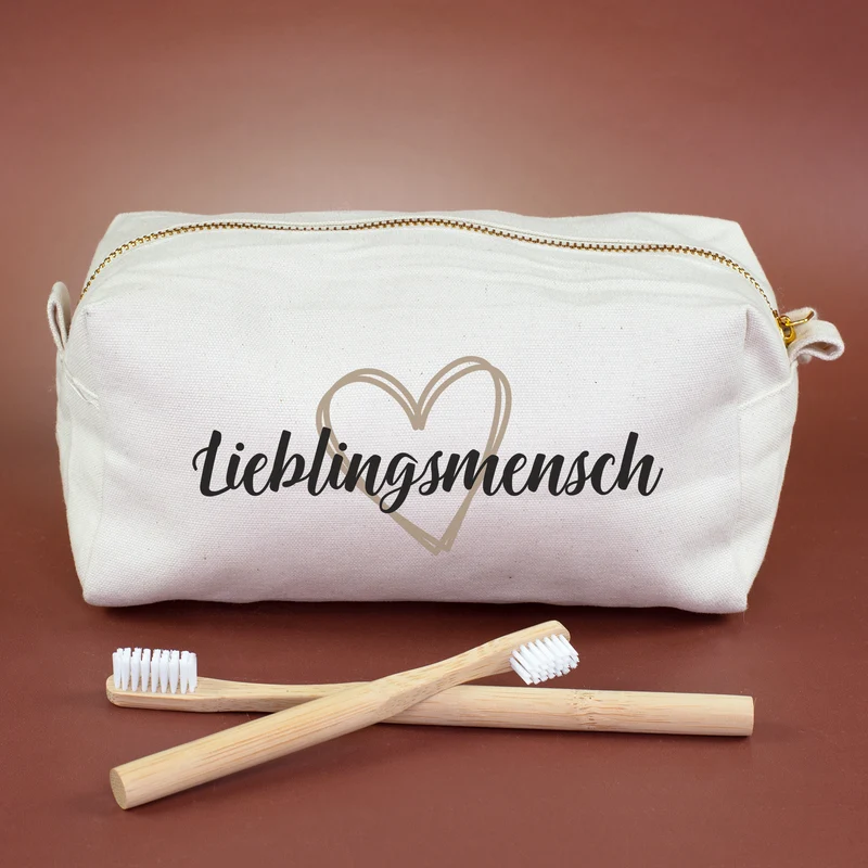 Beautycase & Schlampermäppchen mit Herz und Name personalisiert | Tasche als Geschenk für Frauen