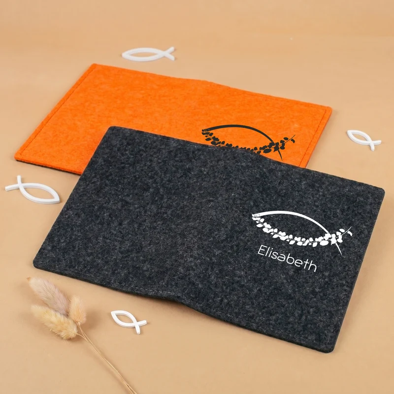 Buchhülle für Gotteslob mit Ichthys Fisch Motiv & Name | Personalisierte Schutzhülle für Gesangbuch