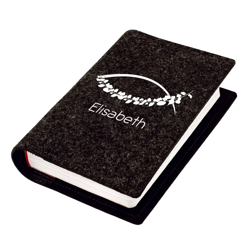Buchhülle für Gotteslob mit Ichthys Fisch Motiv & Name | Personalisierte Schutzhülle für Gesangbuch