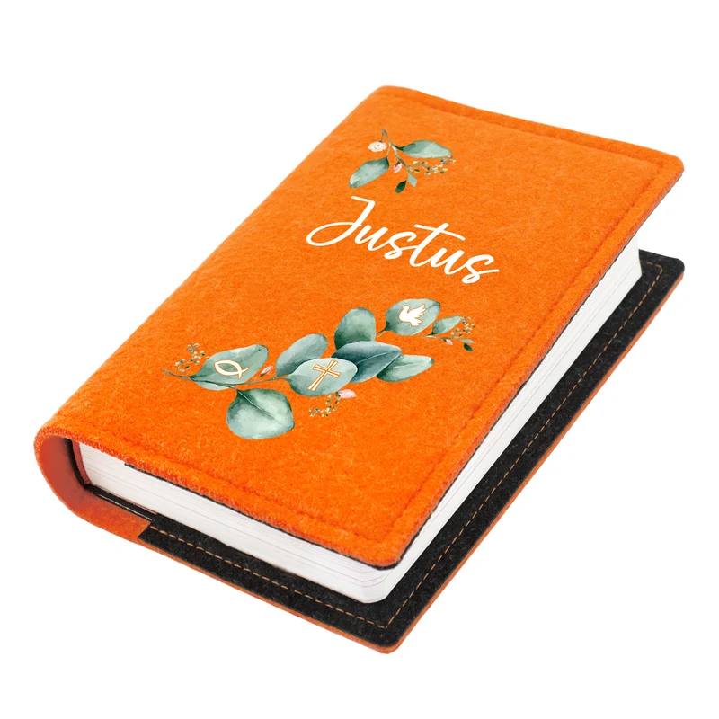 Buchhülle für Gotteslob mit Eukalyptus Motiv und Name | Personalisierte Schutzhülle für Gesangbuch