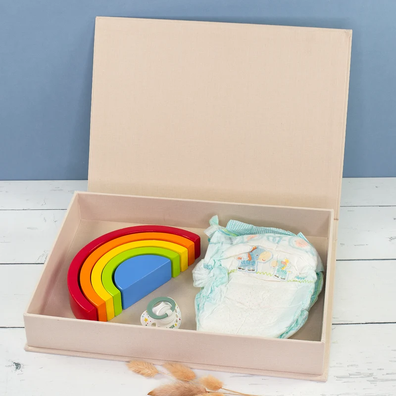 Handgearbeitete Erinnerungsbox als personalisiertes Geschenk zur Geburt für Jungen | Fotobox als Buch