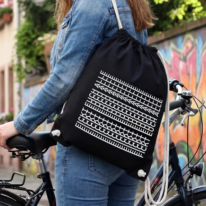 BIO Turnbeutel & Rucksack 'F*ckt euch alle' als lustiges Geschenk mit versteckter Botschaft in Schwarz