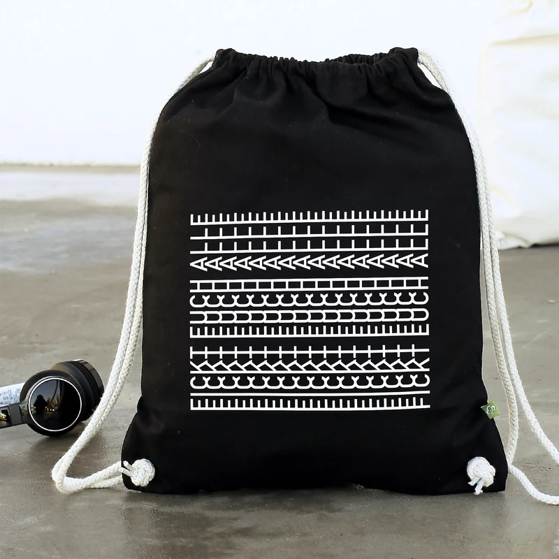 BIO Turnbeutel & Rucksack 'F*ckt euch alle' als lustiges Geschenk mit versteckter Botschaft in Schwarz