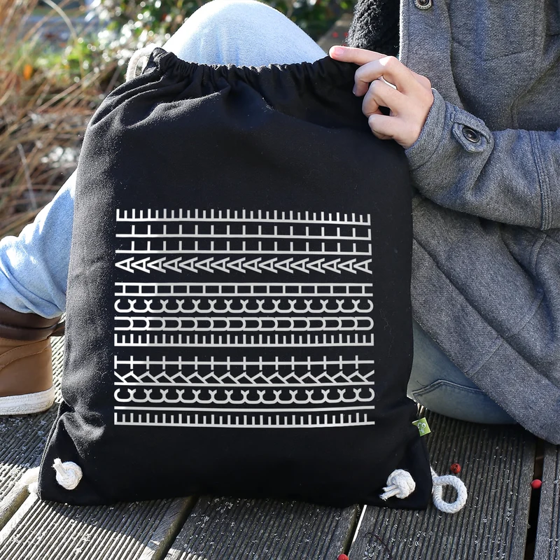 BIO Turnbeutel & Rucksack 'F*ckt euch alle' als lustiges Geschenk mit versteckter Botschaft in Schwarz
