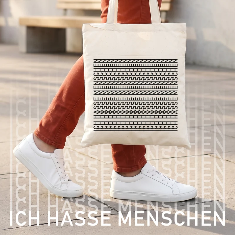 Lustige Einkaufstasche 'Ich hasse Menschen' als Geschenk | Stoff Beutel mit versteckter Botschaft