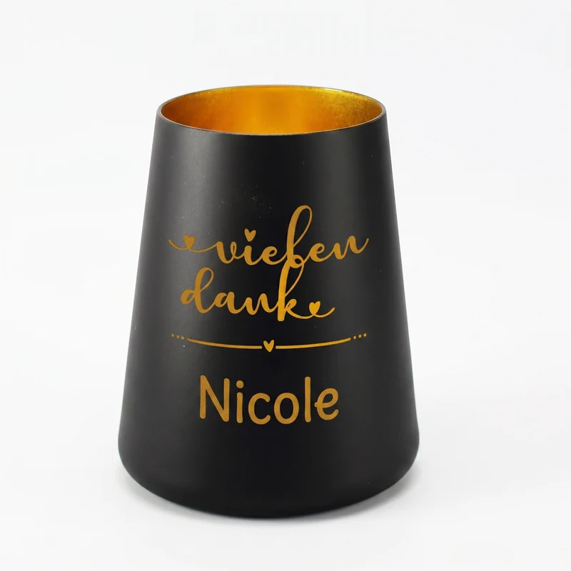 Personalisiertes Windlicht als Dankeschön Geschenk mit Name | Deko licht mit Gravur 'Vielen Dank'