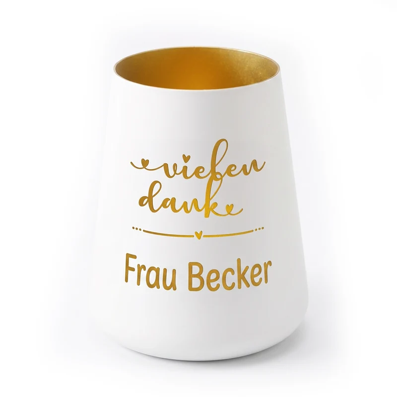 Personalisiertes Windlicht als Dankeschön Geschenk mit Name | Deko licht mit Gravur 'Vielen Dank'