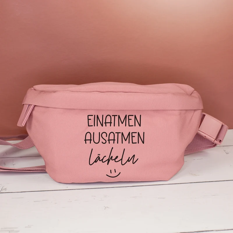 Bauchtasche 'Einatmen Ausatmen Lächeln' | Crossbody Tasche als lustiges Geschenk für Frauen & Kollegen