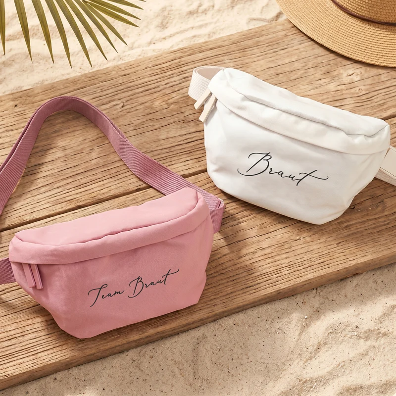 Bauchtasche als Geschenk für Frauen | Personalisierte Gürteltasche für JGA & Geburtstag in Beige Rosa