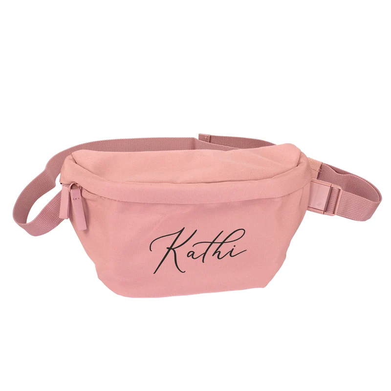 Bauchtasche als Geschenk für Frauen | Personalisierte Gürteltasche für JGA & Geburtstag in Beige Rosa