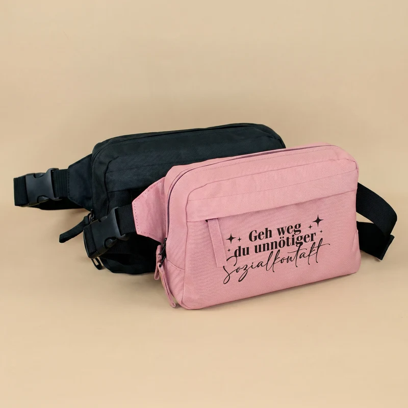Bauchtasche 'Unnötiger Sozialkontakt' | Umhängetasche als lustiges Geschenk für Frauen mit Farbwahl