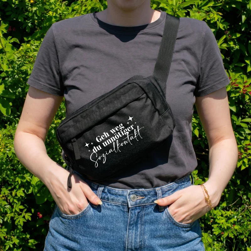 Bauchtasche 'Unnötiger Sozialkontakt' | Umhängetasche als lustiges Geschenk für Frauen mit Farbwahl