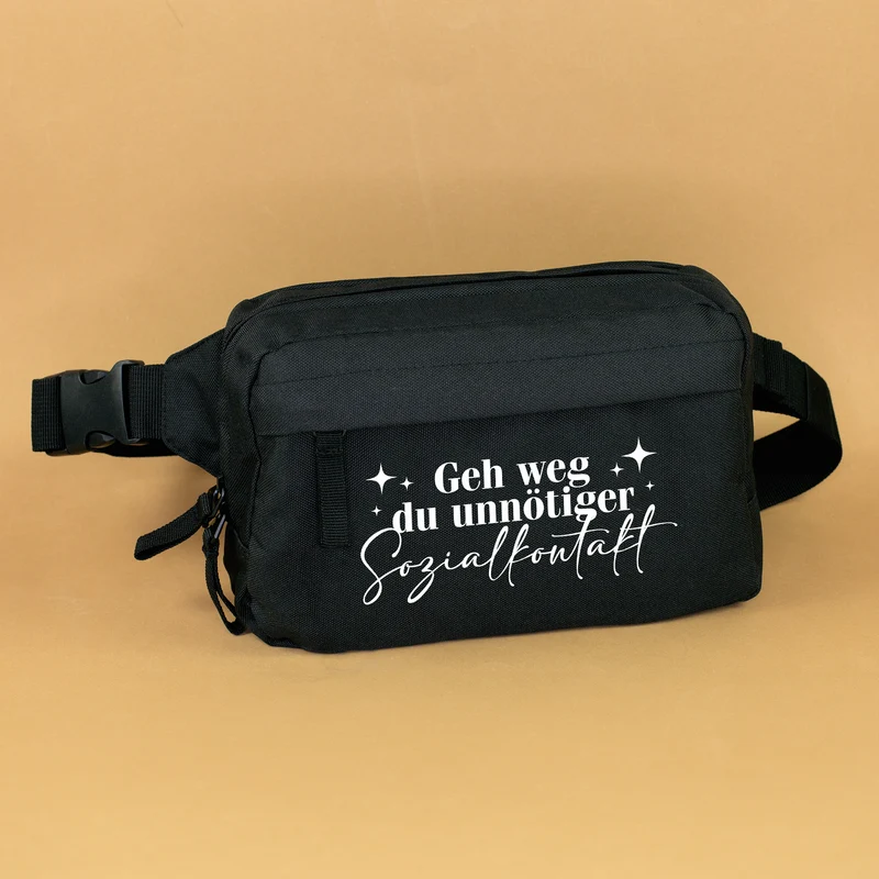 Bauchtasche 'Unnötiger Sozialkontakt' | Umhängetasche als lustiges Geschenk für Frauen mit Farbwahl