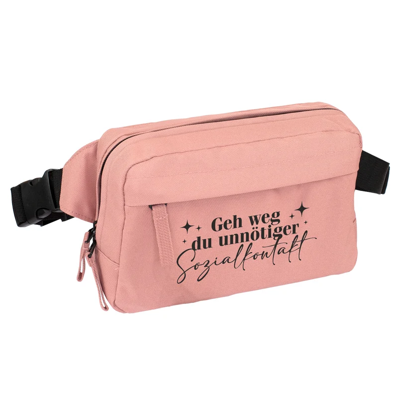 Bauchtasche 'Unnötiger Sozialkontakt' | Umhängetasche als lustiges Geschenk für Frauen mit Farbwahl