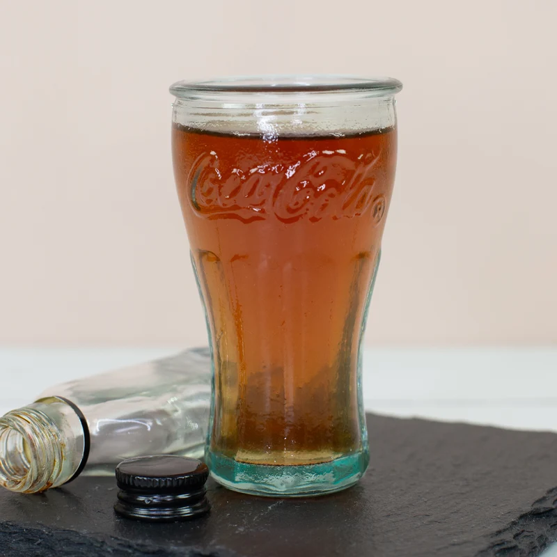 Coca Cola Schnapsgläser 6er Set handgefertigt 5cl | Retro Stamper aus recyceltem Glas