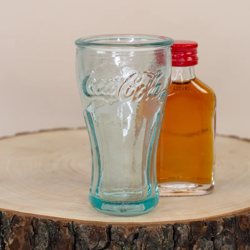 Coca Cola Schnapsgläser 6er Set handgefertigt 5cl | Retro Stamper aus recyceltem Glas