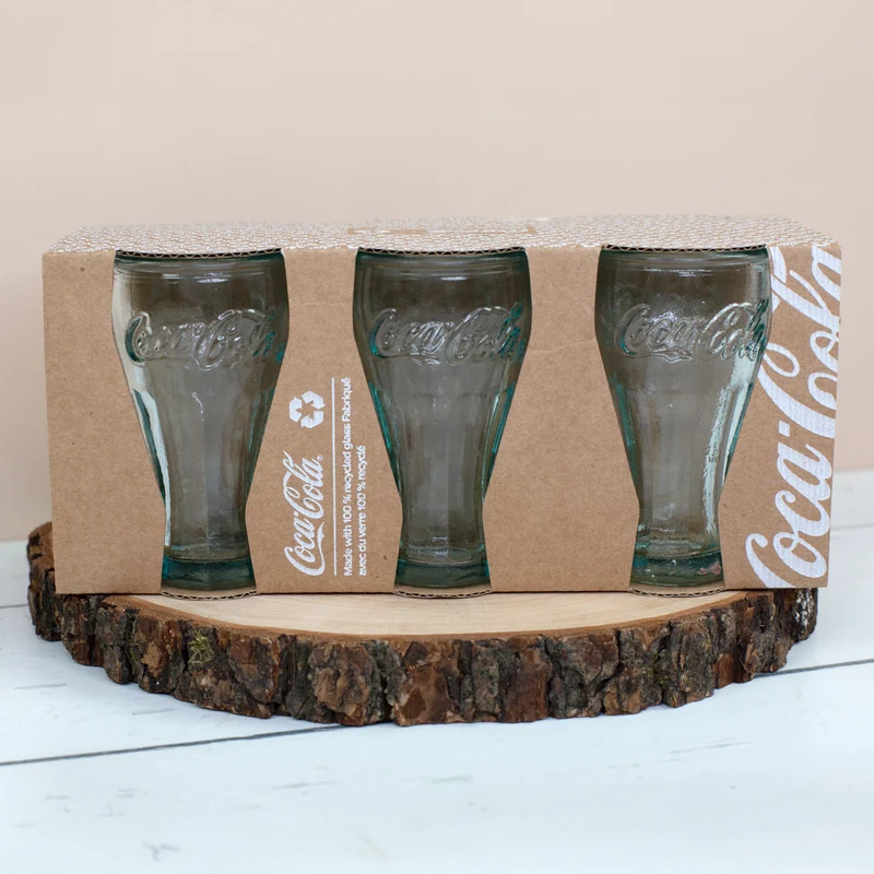 Coca Cola Schnapsgläser 6er Set handgefertigt 5cl | Retro Stamper aus recyceltem Glas
