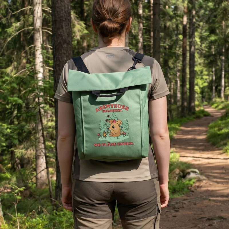 Leichter 2-in-1 Rucksack für Wandern und Urlaub mit Maus Motiv als Geschenk | Abenteuer beginnen