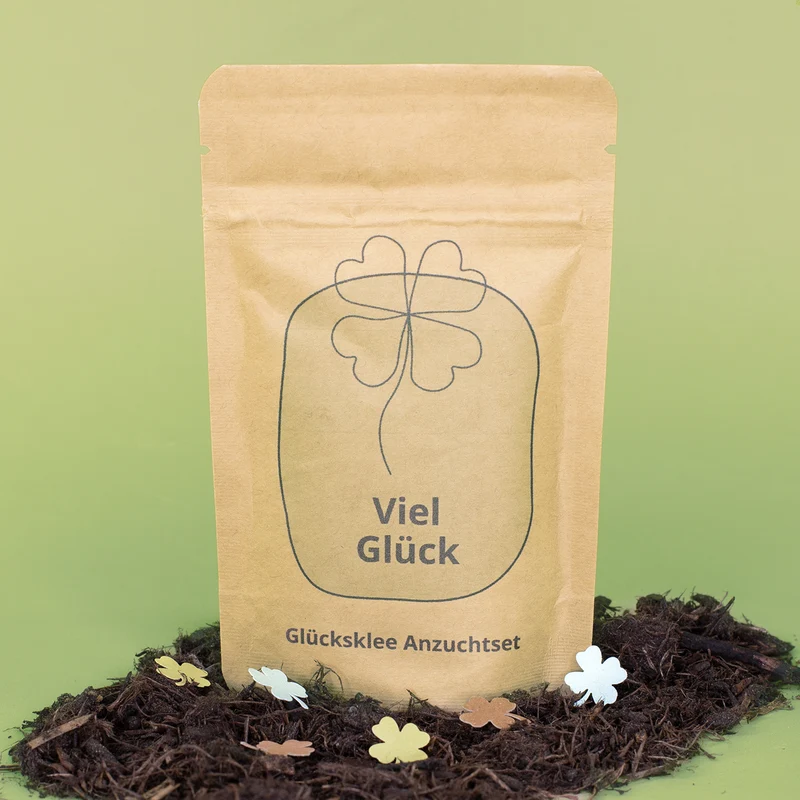Anzuchtset - Viel Glück | pflanzfertiges Glücksbringer Geschenk