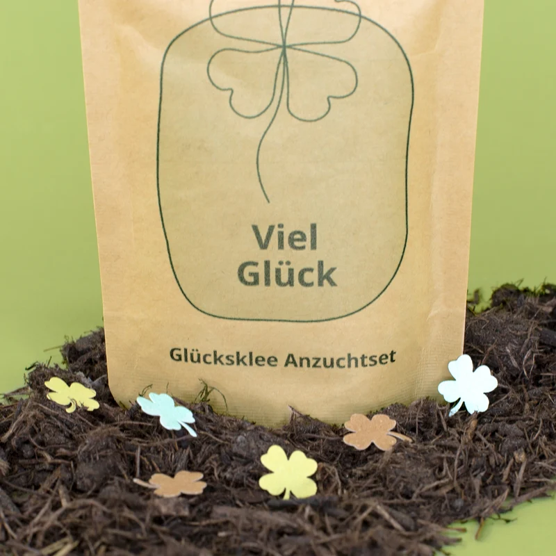 Anzuchtset - Viel Glück | pflanzfertiges Glücksbringer Geschenk