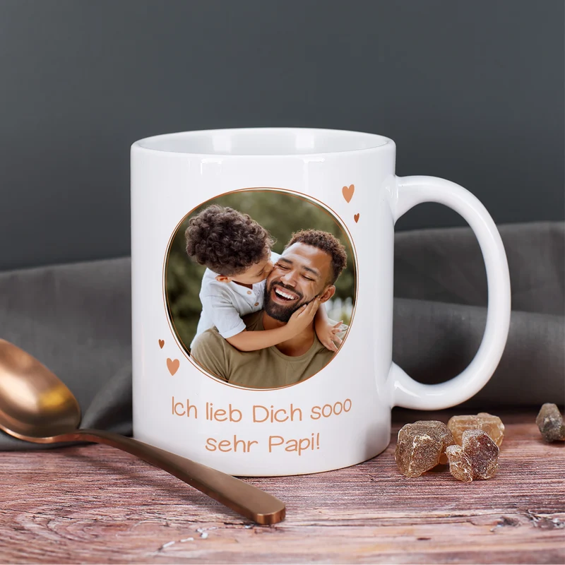 Tasse für Papa zum Vatertag mit Foto & Wunschtext personalisiert | Bär Motiv - du bist unentbärlich